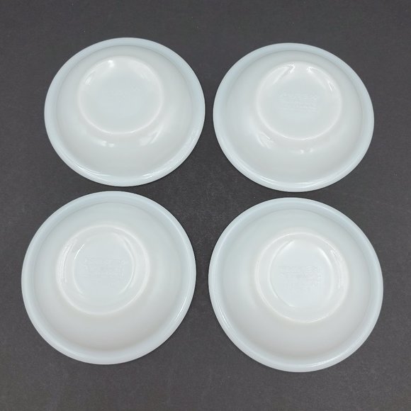 Pyrex Tableware by Corning White Berry Sauce Dessert Bowls White Bowl Green Band - Picture 2 of 5